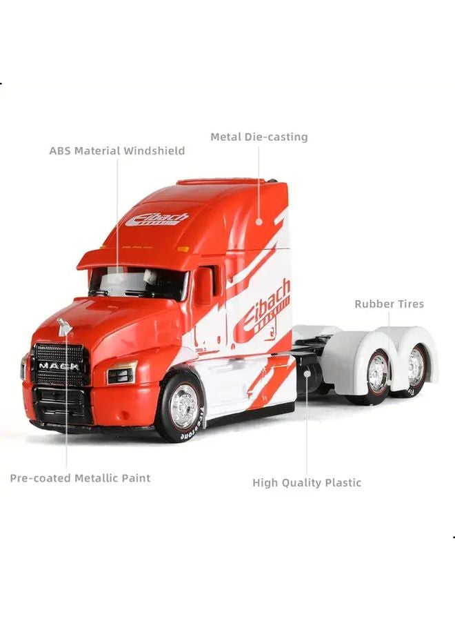 1 64 Scale Red White Semi Truck Model ABS Material For Adult Collectors - Image 3